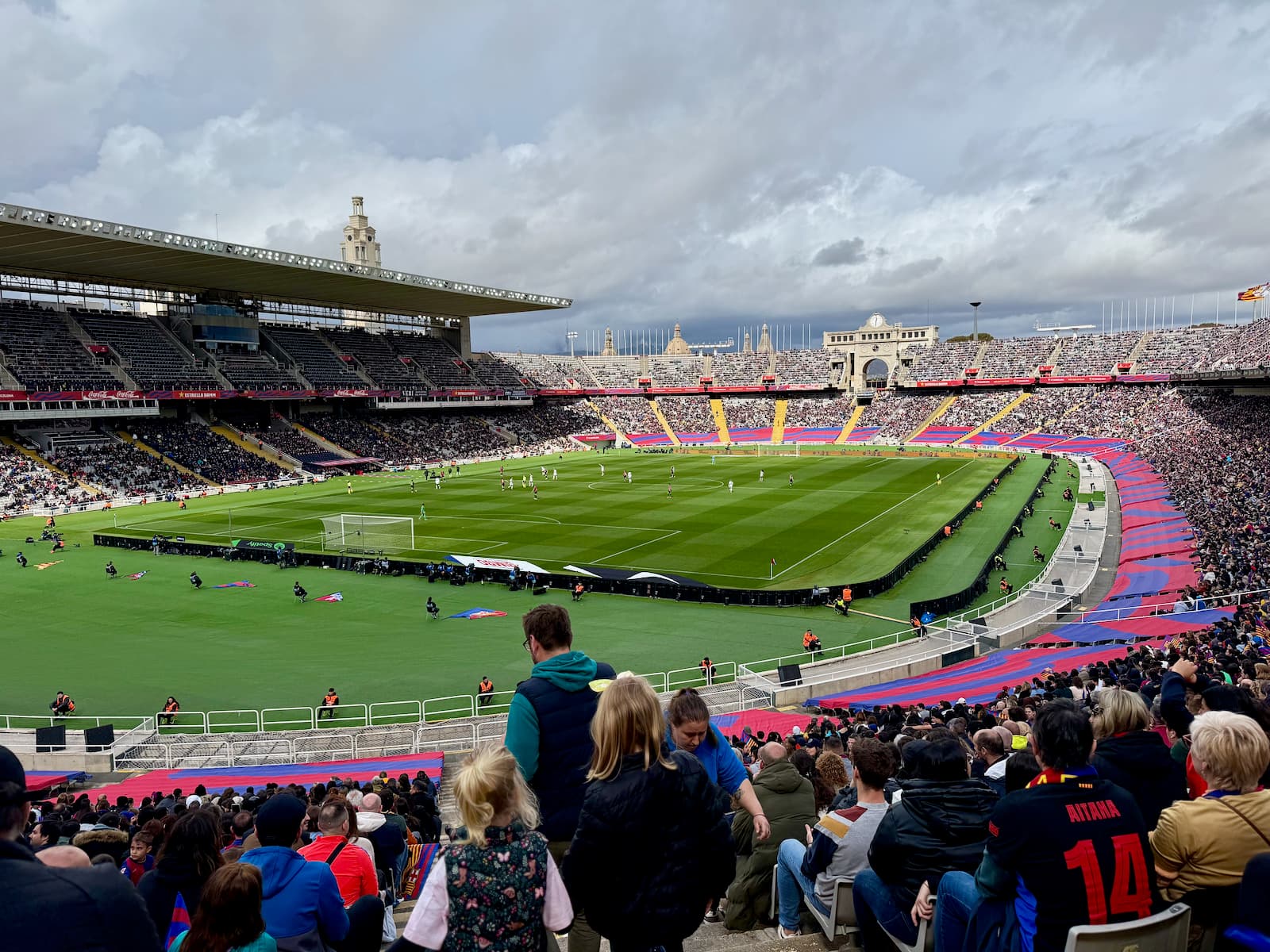 View from the stands during Barcelona Women vs Real Madrid Women at Estadi Olímpic Lluís Companys.